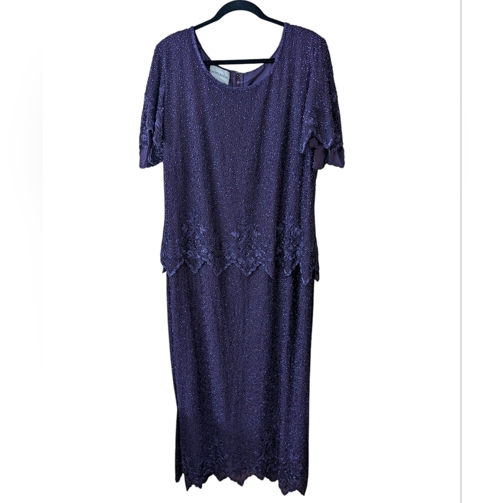 David's‎ Bridal Full All Over Beaded Purple Mother Of Bride Formal Dress Size 1X